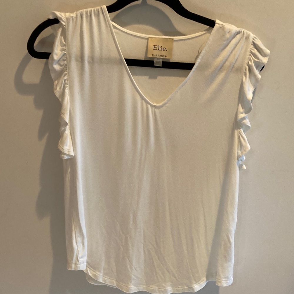 Ellie Women's Cream Ruffle Sleeve Blouse
